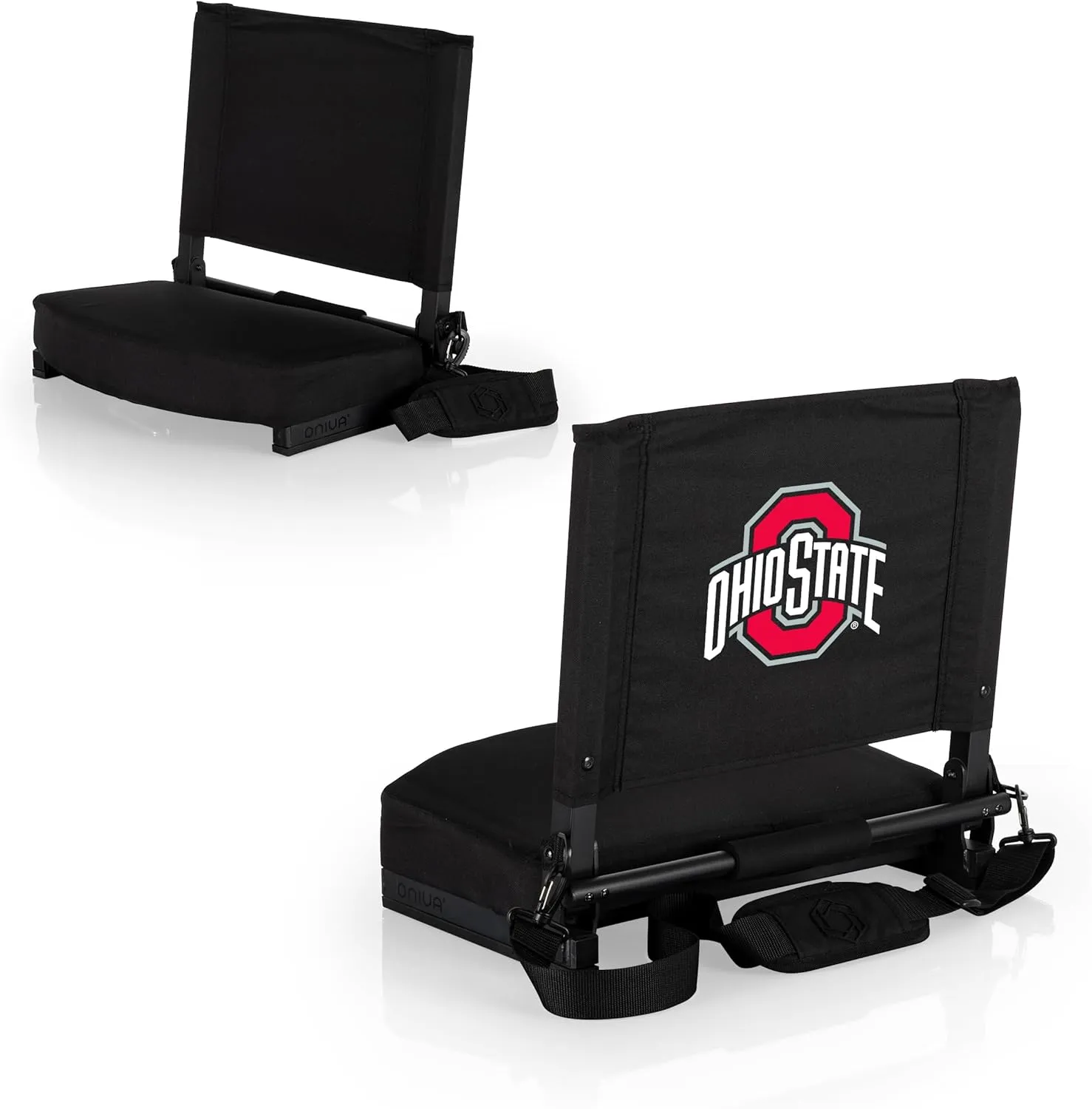 PICNIC TIME NCAA Georgia Bulldogs Gridiron Stadium Seat, Lightweight, Portable Folding Chair for Bleachers and Benches, (Black)