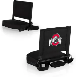 PICNIC TIME NCAA Georgia Bulldogs Gridiron Stadium Seat, Lightweight, Portable Folding Chair for Bleachers and Benches, (Black)