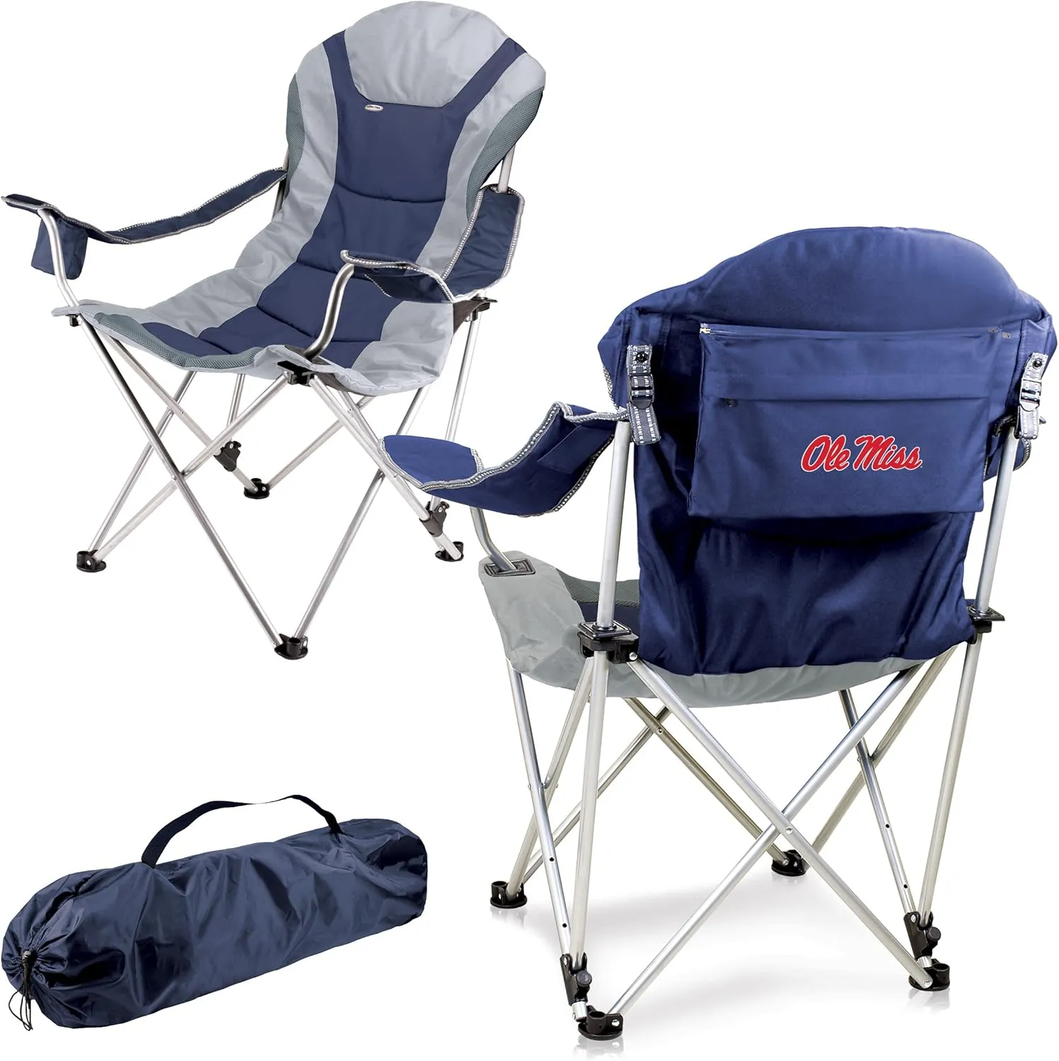 PICNIC TIME NCAA Razorbacks Reclining Camp Chair - Beach Chair for Adults - Sports Chair with Carry Bag