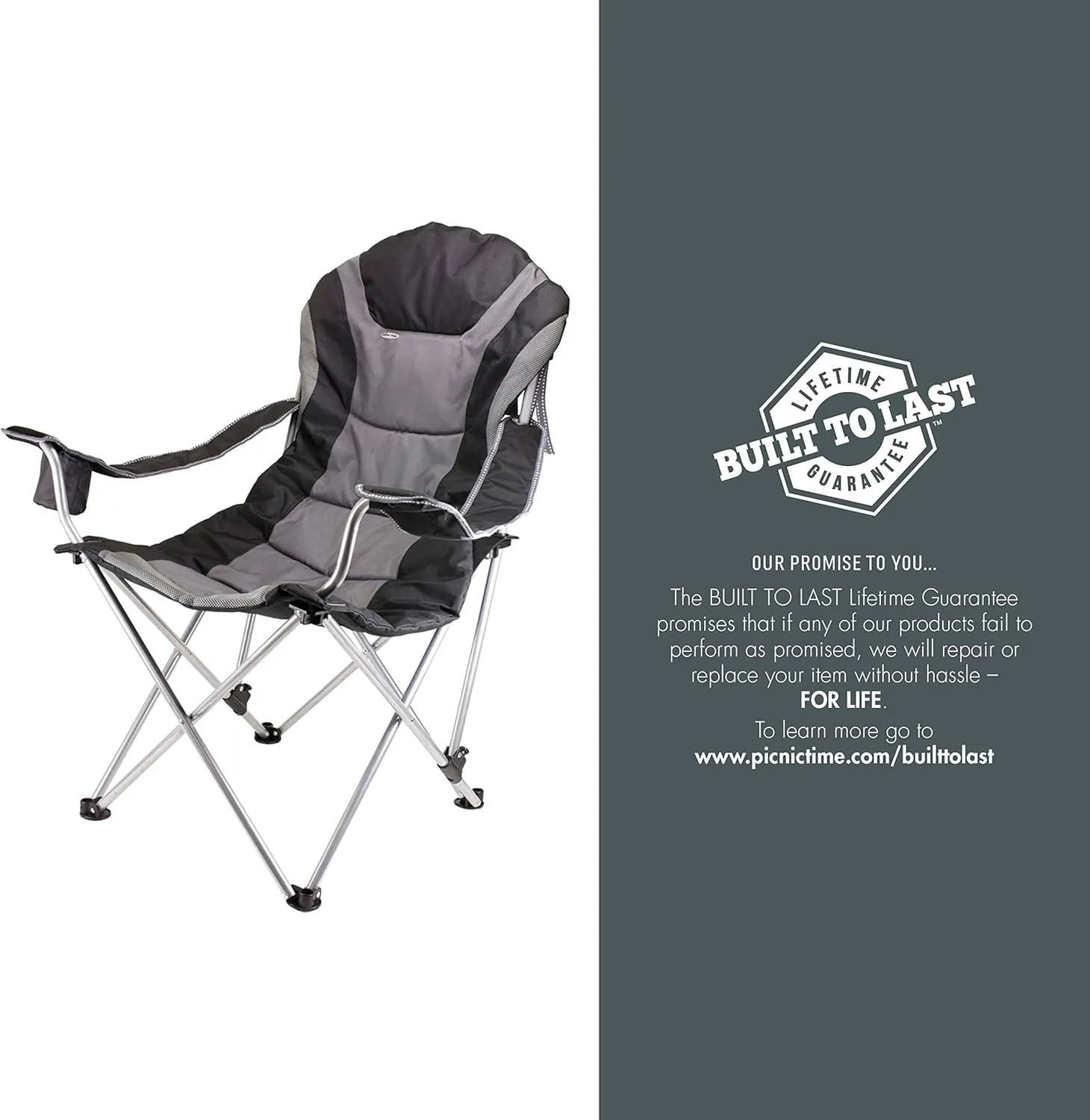 PICNIC TIME NCAA Razorbacks Reclining Camp Chair - Beach Chair for Adults - Sports Chair with Carry Bag