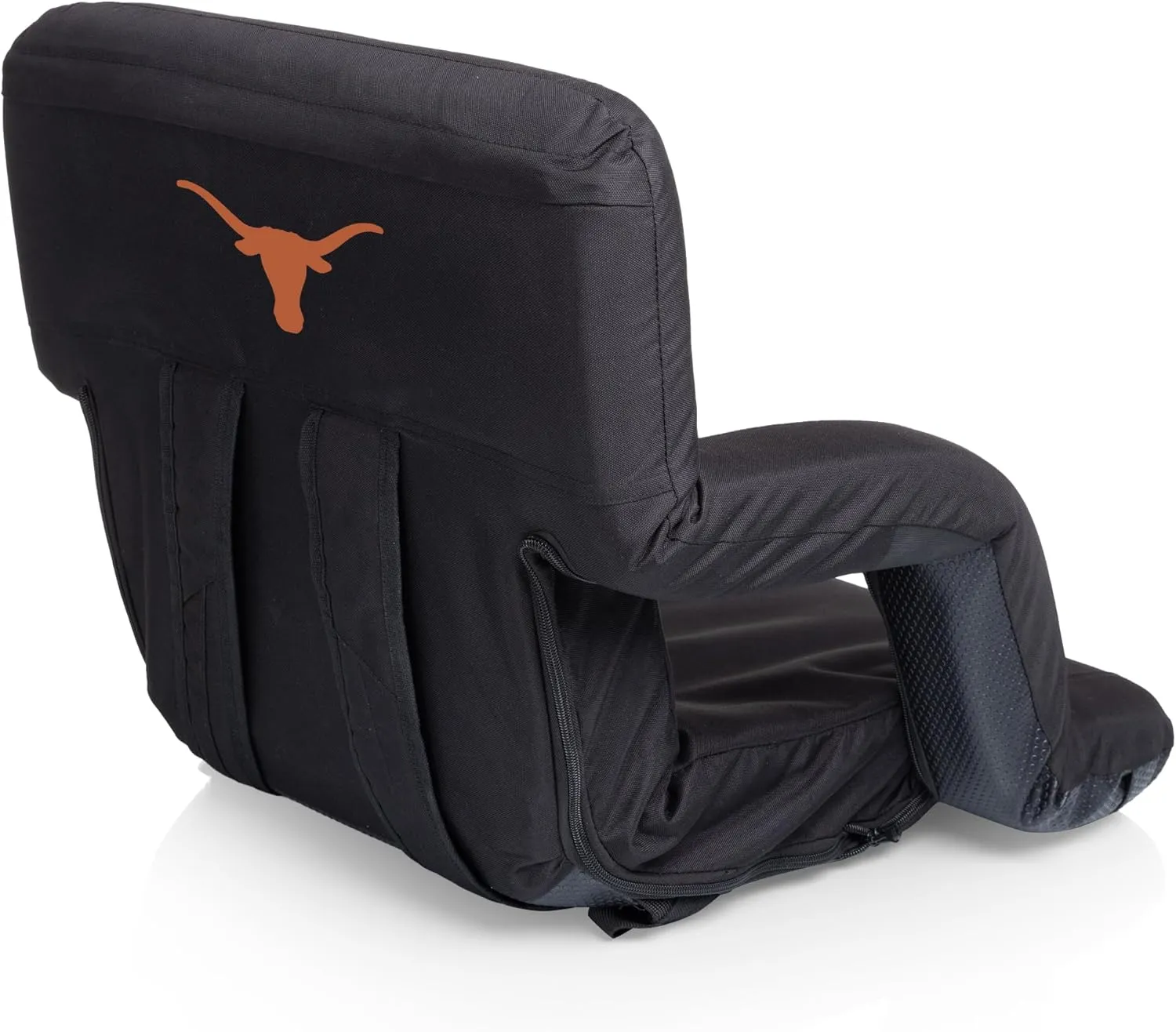 PICNIC TIME NCAA Texas Longhorns Ventura Reclining Stadium Seat with Back Support, Bleacher Seat, Beach Floor Chair, (Black)
