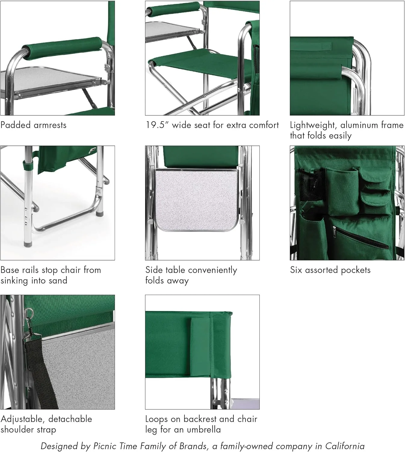 PICNIC TIME NFL Unisex-Adult NFL Sports Chair with Side Table, Beach Chair, Camp Chair for Adults