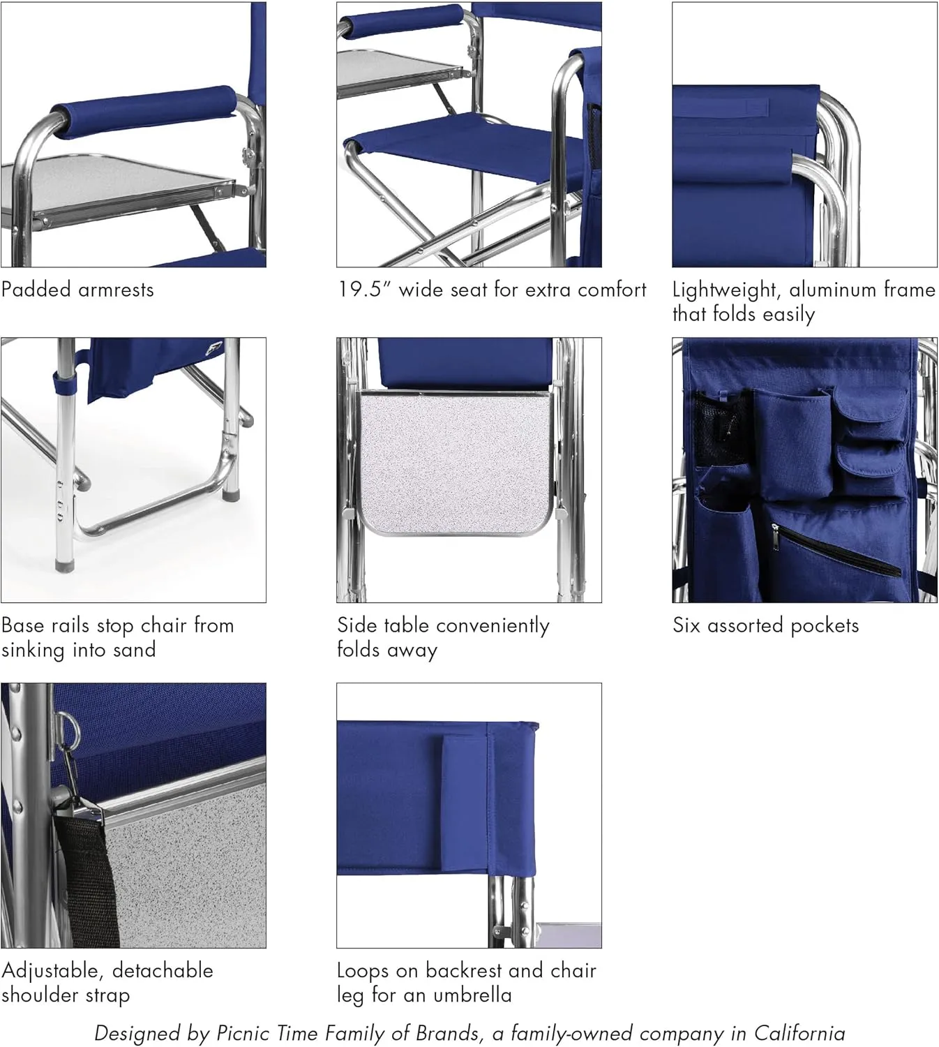 PICNIC TIME NFL Unisex-Adult NFL Sports Chair with Side Table, Beach Chair, Camp Chair for Adults