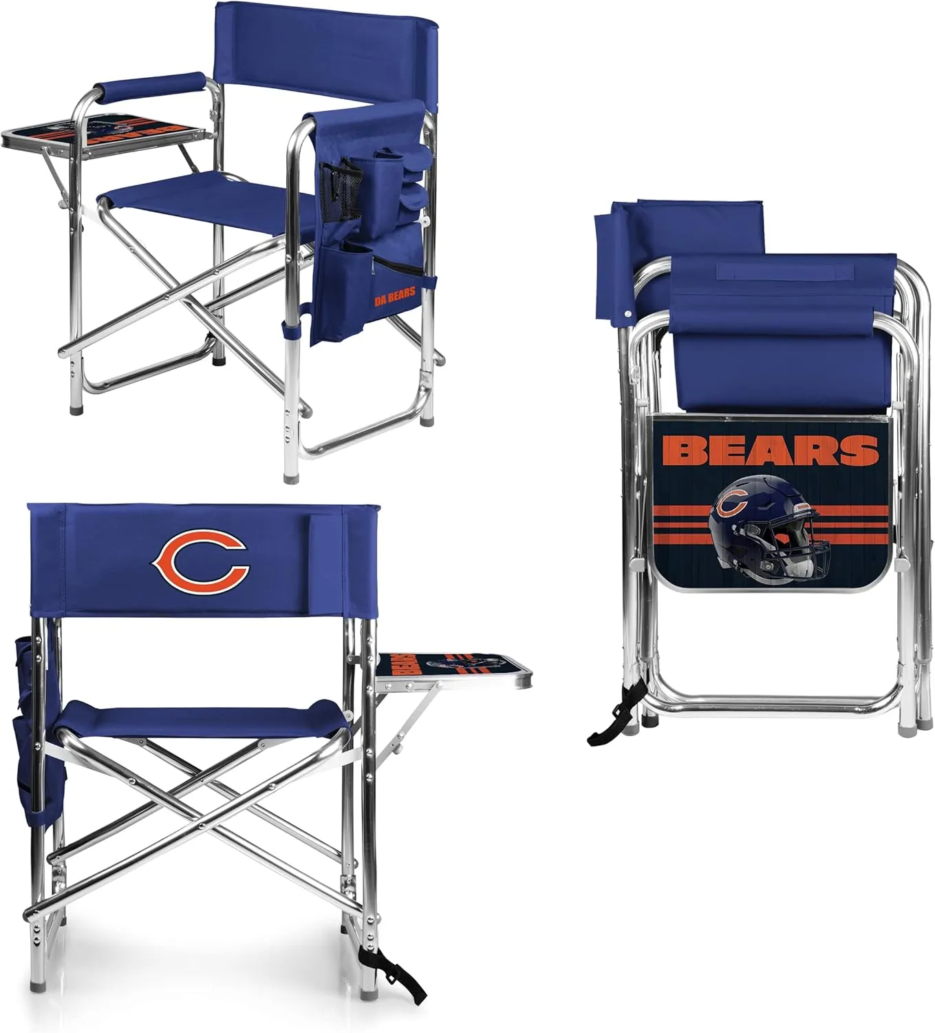 PICNIC TIME NFL Unisex-Adult NFL Sports Chair with Side Table, Beach Chair, Camp Chair for Adults