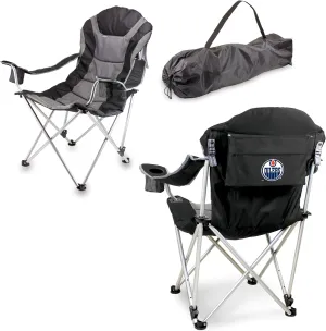 PICNIC TIME NHL Carolina Hurricanes Reclining Camp Chair, Beach Chair for Adults, Sports Chair with Carry Bag, (Black with Gray Accents)
