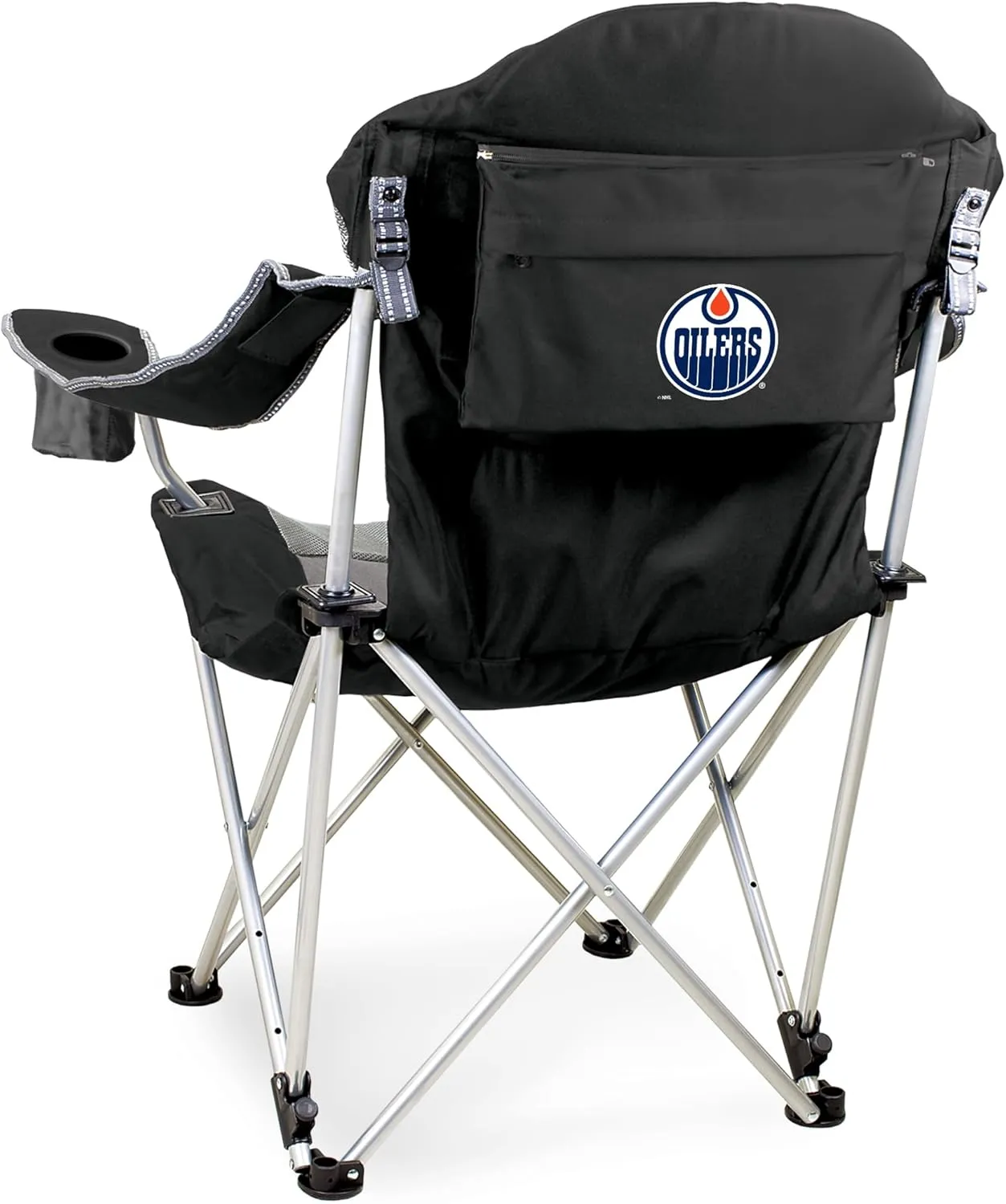 PICNIC TIME NHL Carolina Hurricanes Reclining Camp Chair, Beach Chair for Adults, Sports Chair with Carry Bag, (Black with Gray Accents)