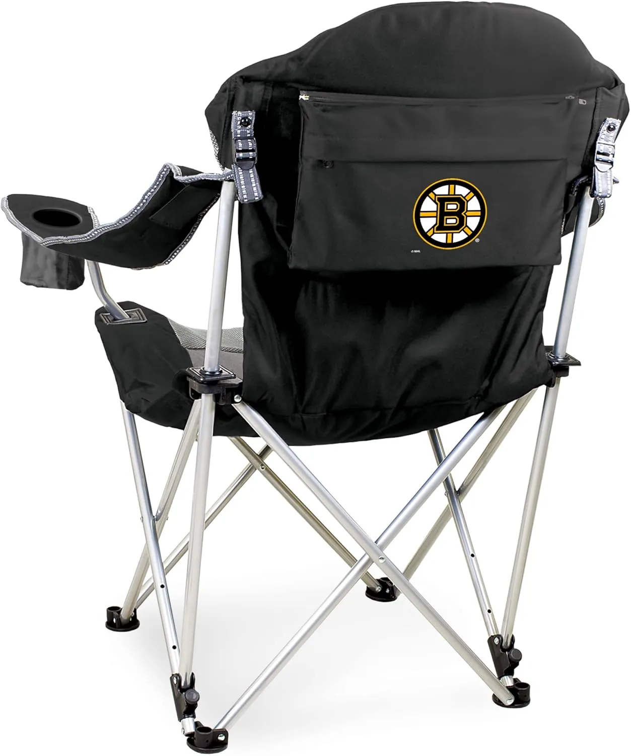 PICNIC TIME NHL Carolina Hurricanes Reclining Camp Chair, Beach Chair for Adults, Sports Chair with Carry Bag, (Black with Gray Accents)