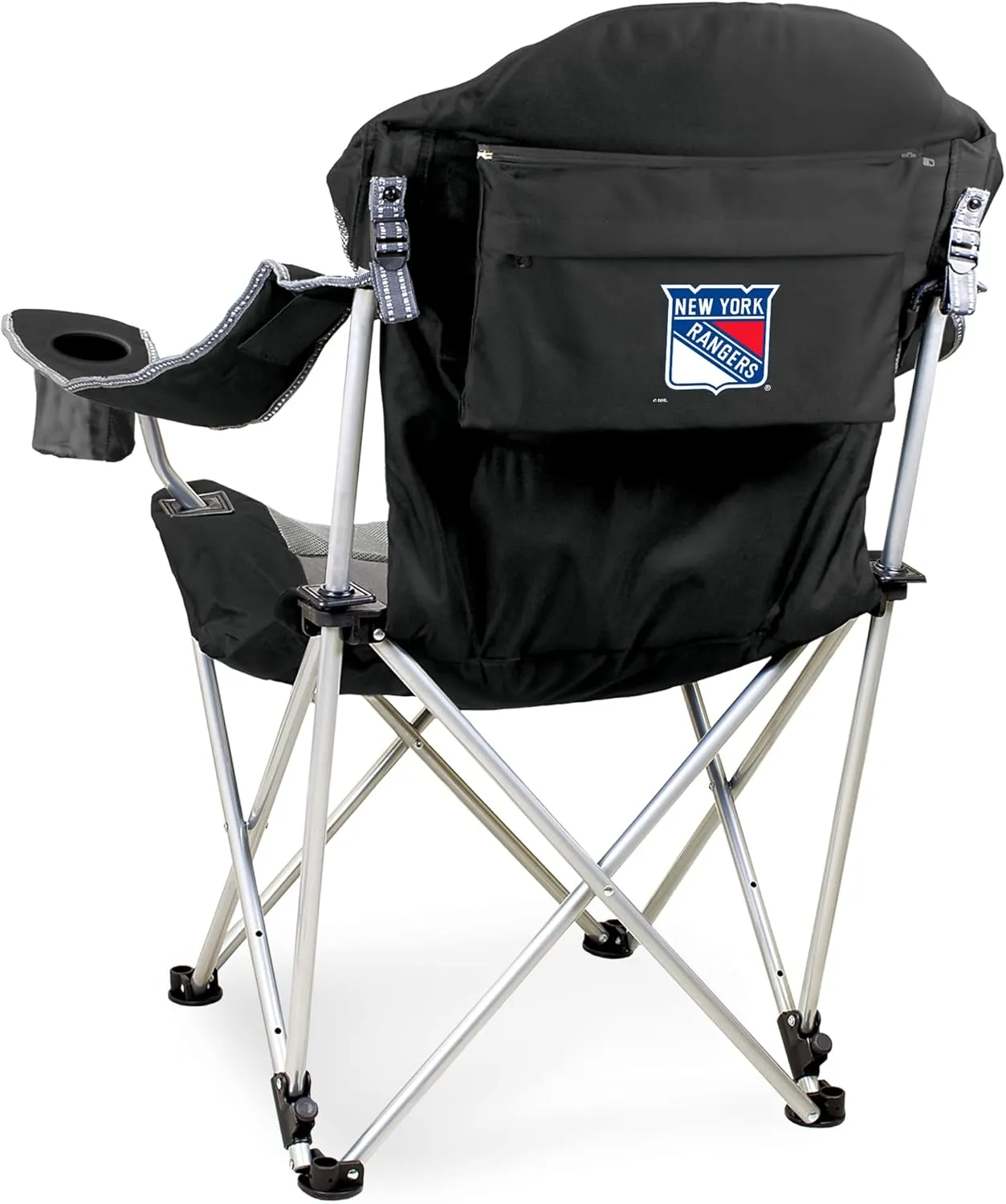 PICNIC TIME NHL Carolina Hurricanes Reclining Camp Chair, Beach Chair for Adults, Sports Chair with Carry Bag, (Black with Gray Accents)