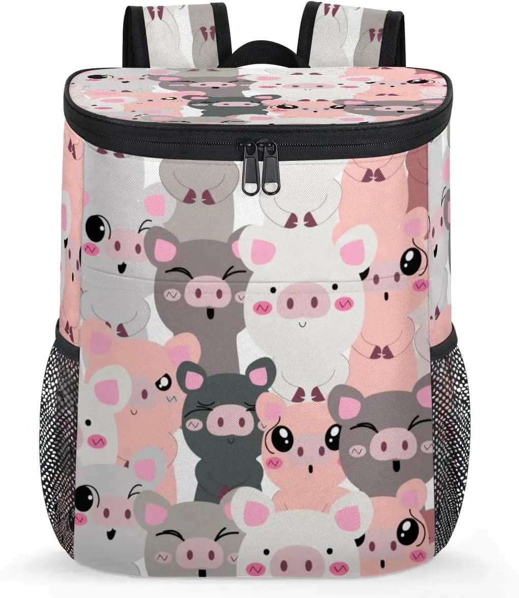 Pig Cute Funny Cooler Backpack Insulated Waterproof Back Pack Cooler Lightweight Portable Leak Proof Backpack Cooler for Women Men Picnic Work Lunch Camping Beach Travel
