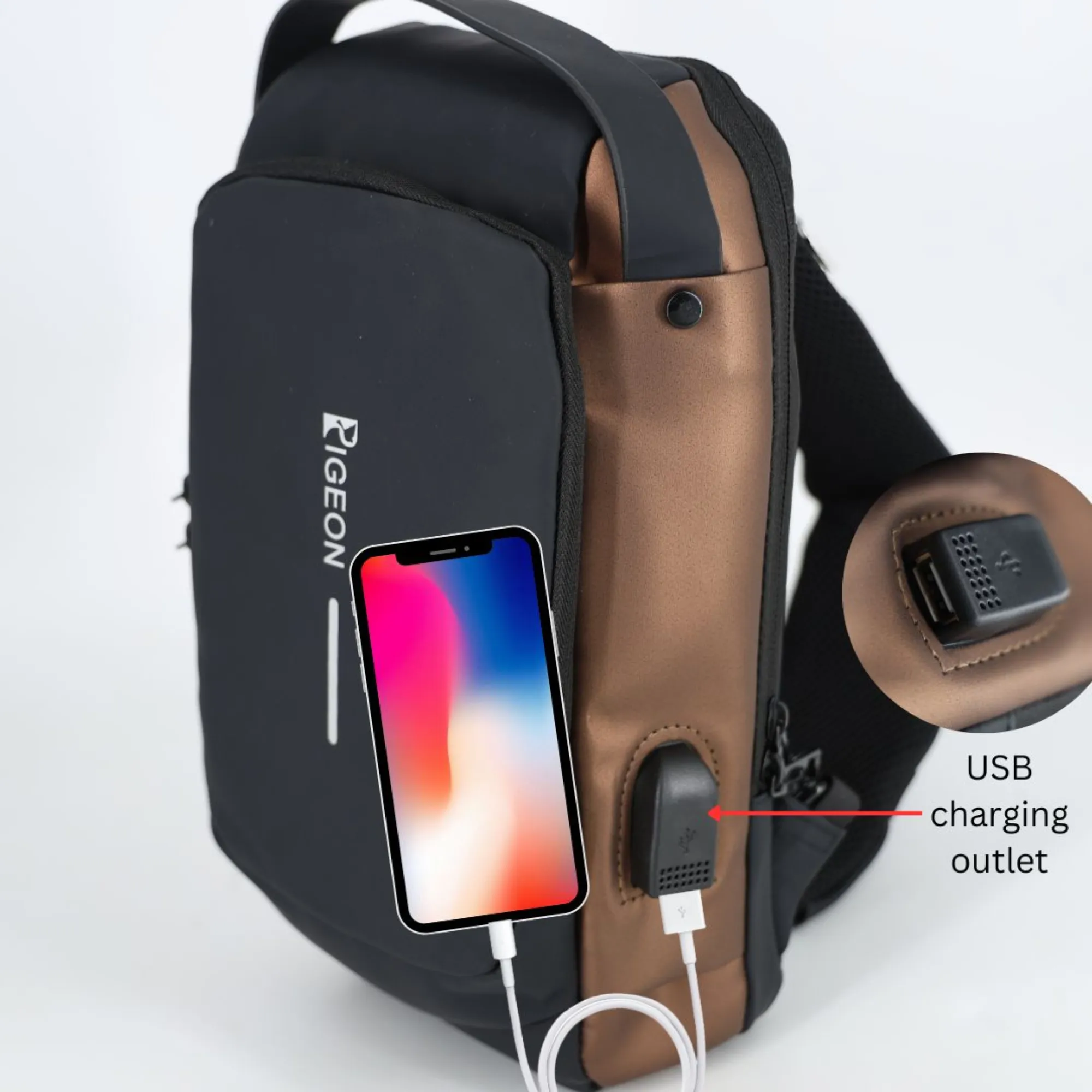 PIGEON Anti theft Crossbody Sling bag, Shoulder Backpack, Lightweight with USB charging port
