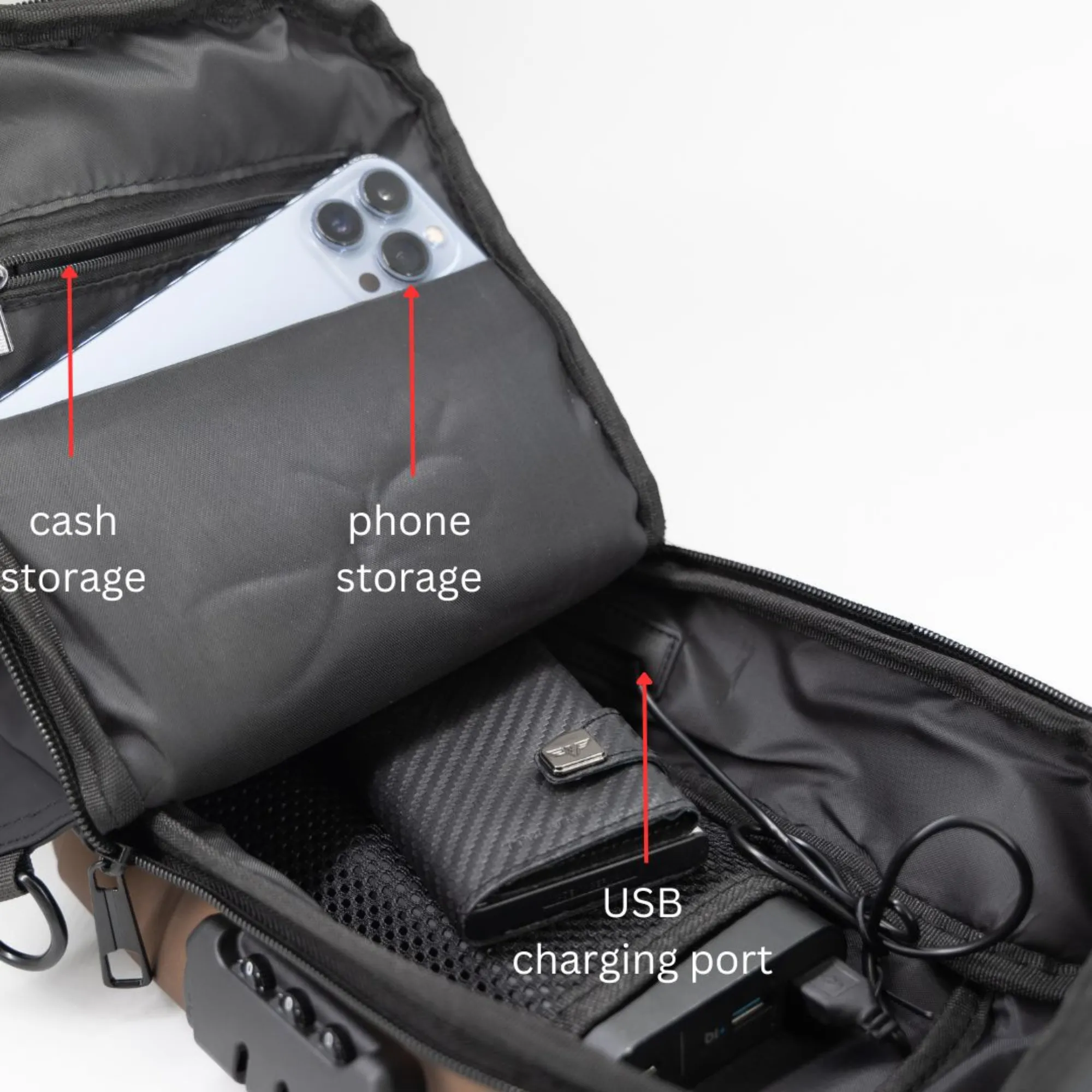 PIGEON Anti theft Crossbody Sling bag, Shoulder Backpack, Lightweight with USB charging port