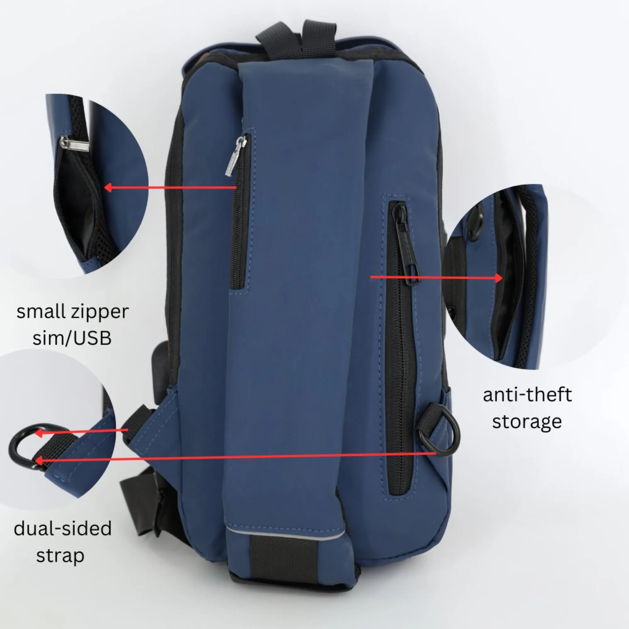 PIGEON Anti theft Crossbody Sling bag, Shoulder Backpack, Lightweight with USB charging port