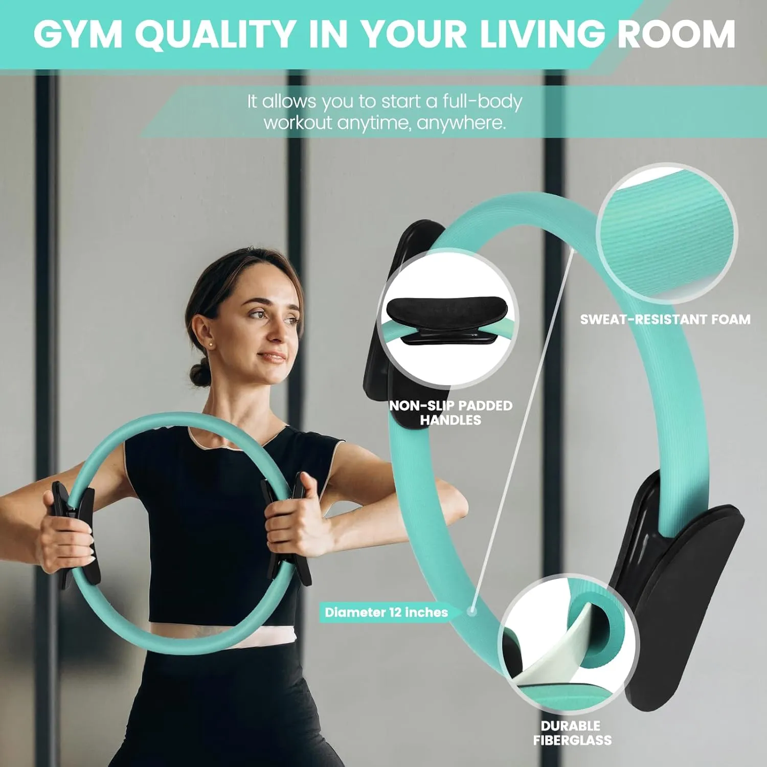 Pilates Ring Essentials Kit for Women, Home Workout Equipment Set with 9.8” Ball, Resistance Bands, Magic Circle, Accessories, Pilates Set for Beginners, Toning, Fitness Gift Idea