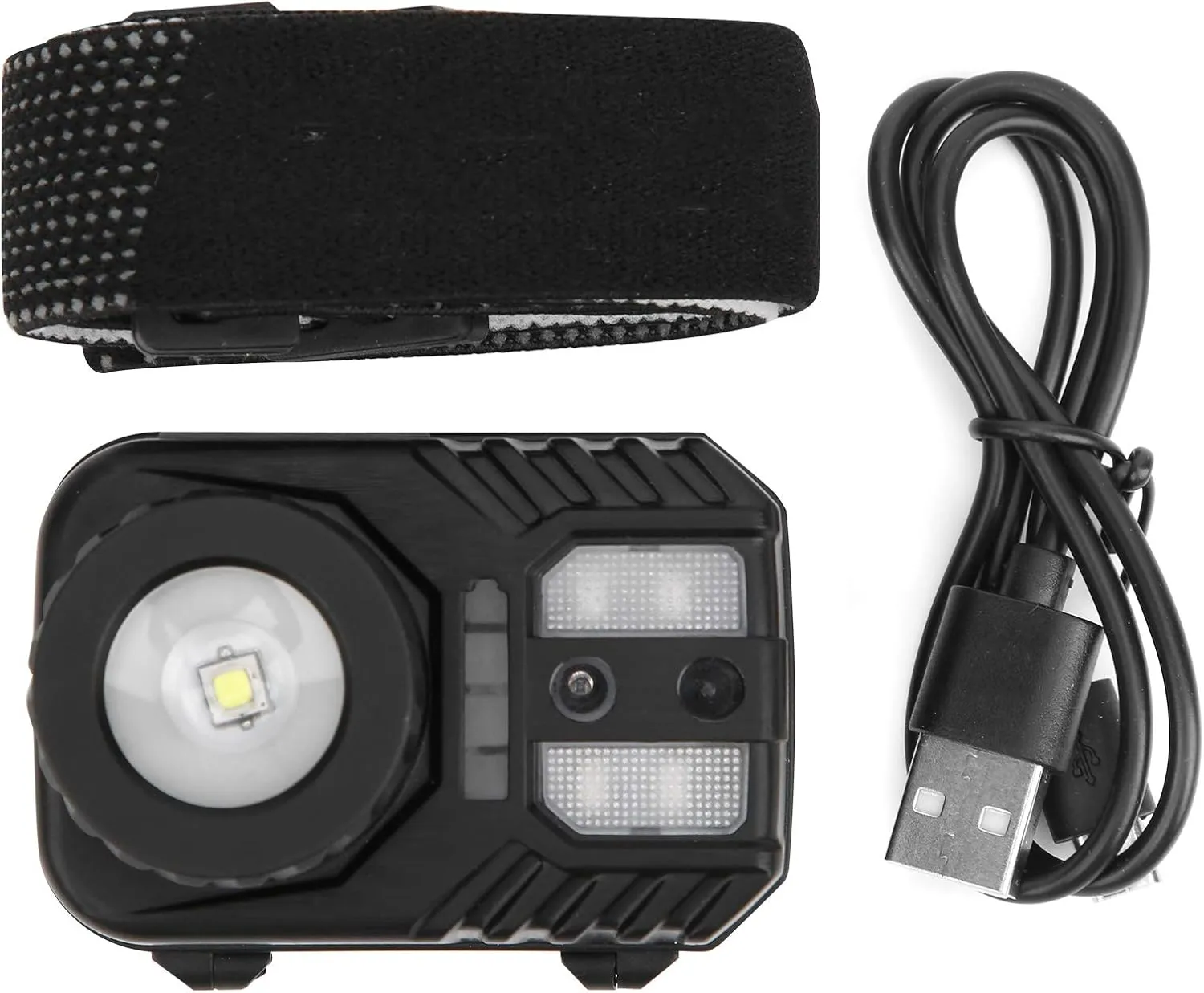 Pilipane XPG COB Builtin Battery Rotating Zoom Smart Power Display Interaction Headlamp Headlight with Infrared Sensor System for Outdoor Activities Aluminum Alloy ABS Material 6.8x5x5cm
