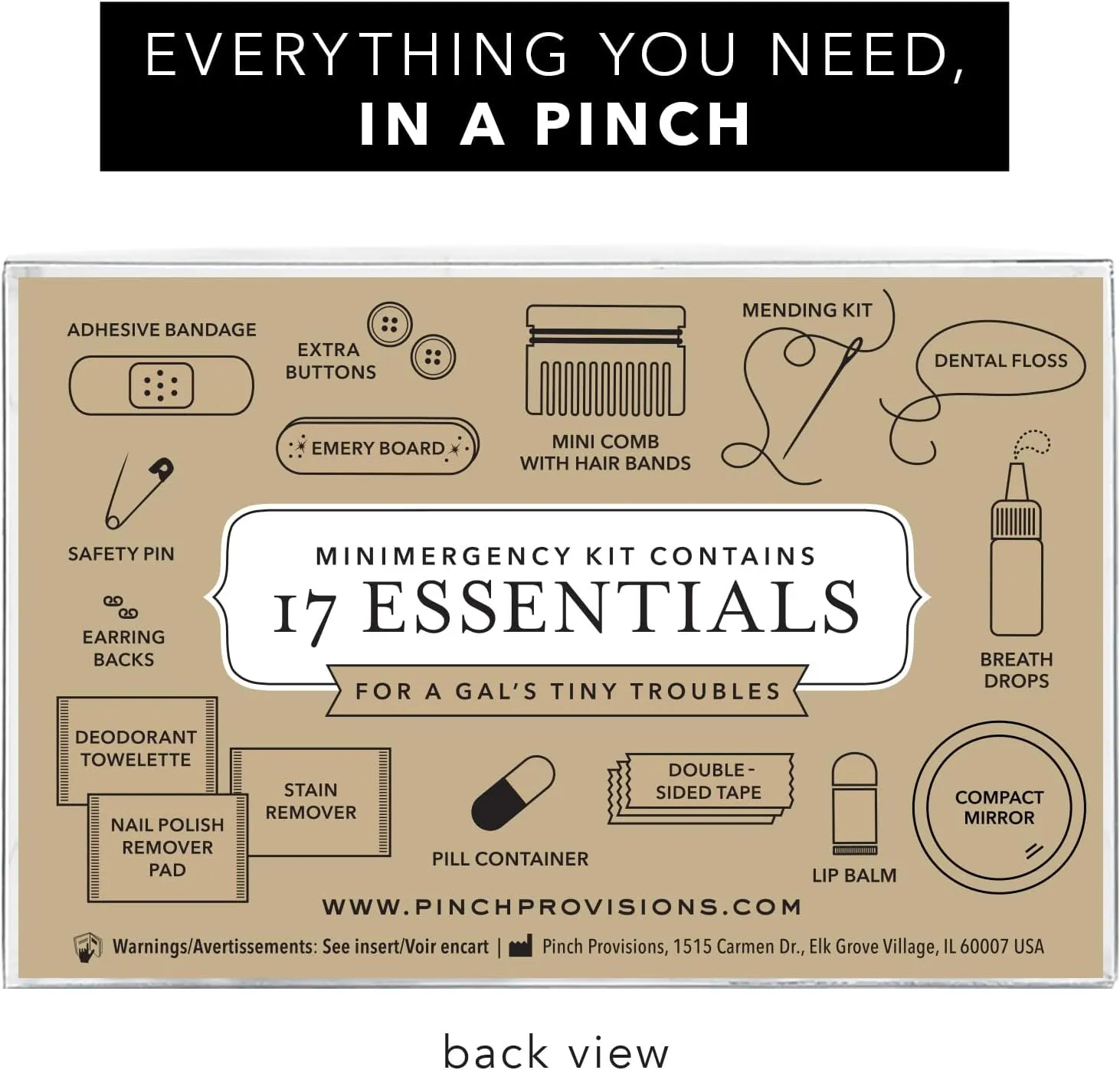 Pinch Provisions Velvet Minimergency Kit, for Her, Includes 17 Must-Have Emergency Essential Items, Compact, Multi-Functional Pouch, Gift for Parties and Birthdays
