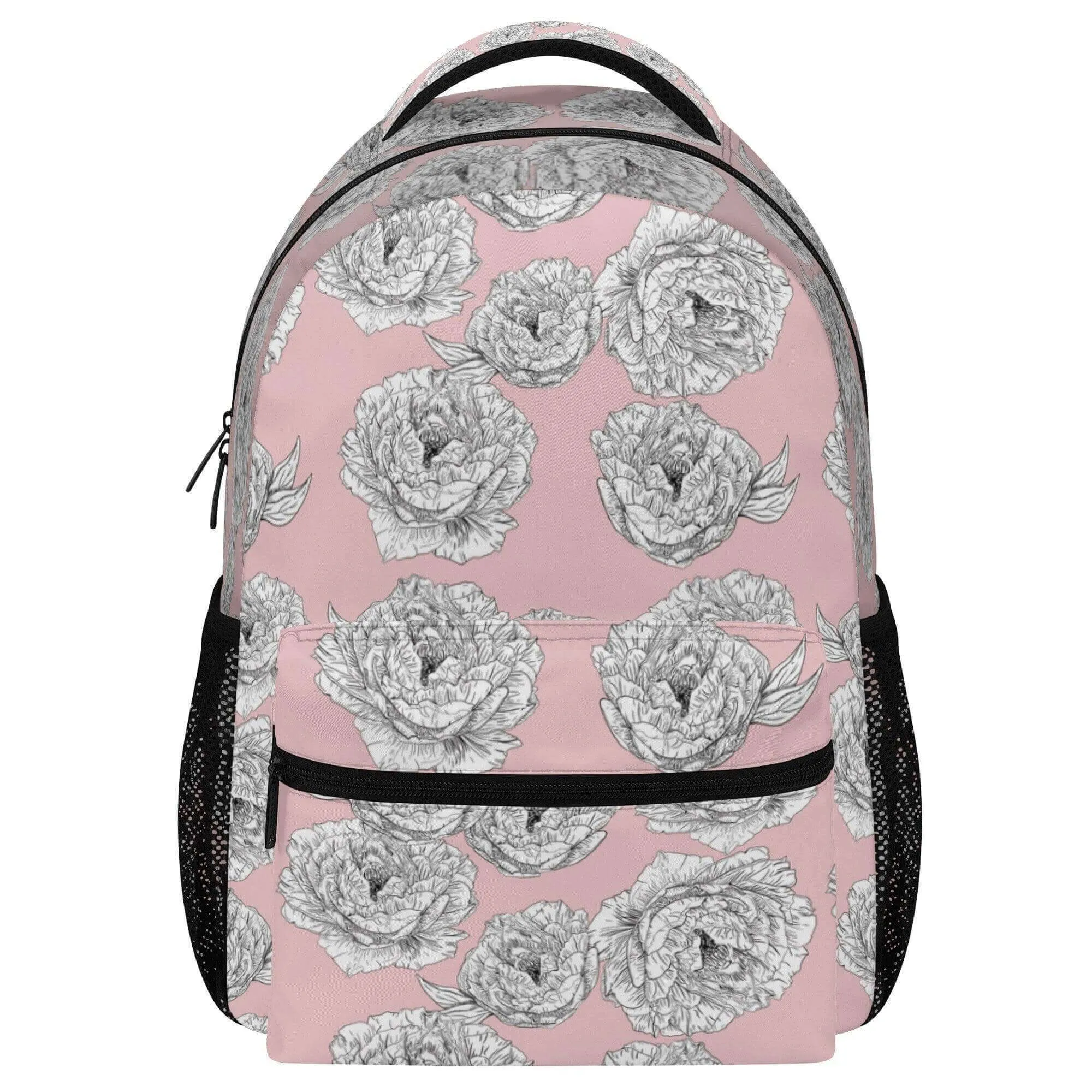 Pink Peony Flower Backpack