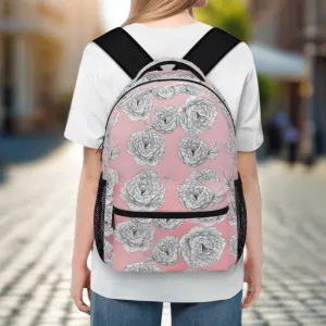 Pink Peony Flower Backpack