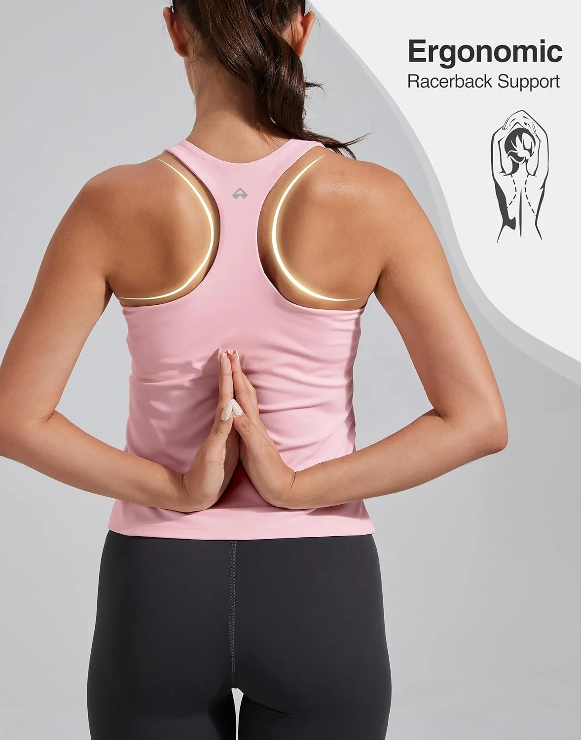 Pioneer Camp Women's Tank Top Padded Longline Sports Bra Racerback Sleeveless Gym Pilates Daily Wear Crop Top