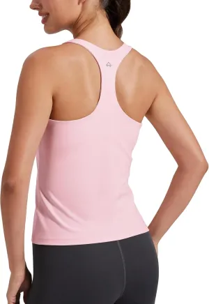 Pioneer Camp Women's Tank Top Padded Longline Sports Bra Racerback Sleeveless Gym Pilates Daily Wear Crop Top