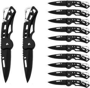 Pocket Folding Knife Tactical Knife Small Stainless Steel Blade 2.5 Inches Long Black Gift for Men and Women (12PACK)