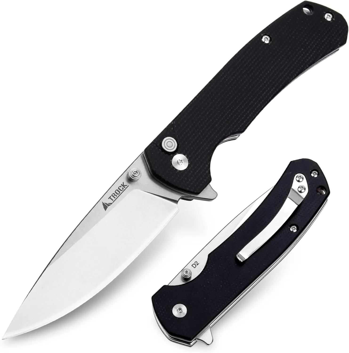 Pocket Knife for EDC, Flipper Folding Knife 3.54” D2 Blade Micarta Handle Button Lock Knife with Thumb Stud & Reversible Clip for Utility Daily Carry Camping Hiking Fishing