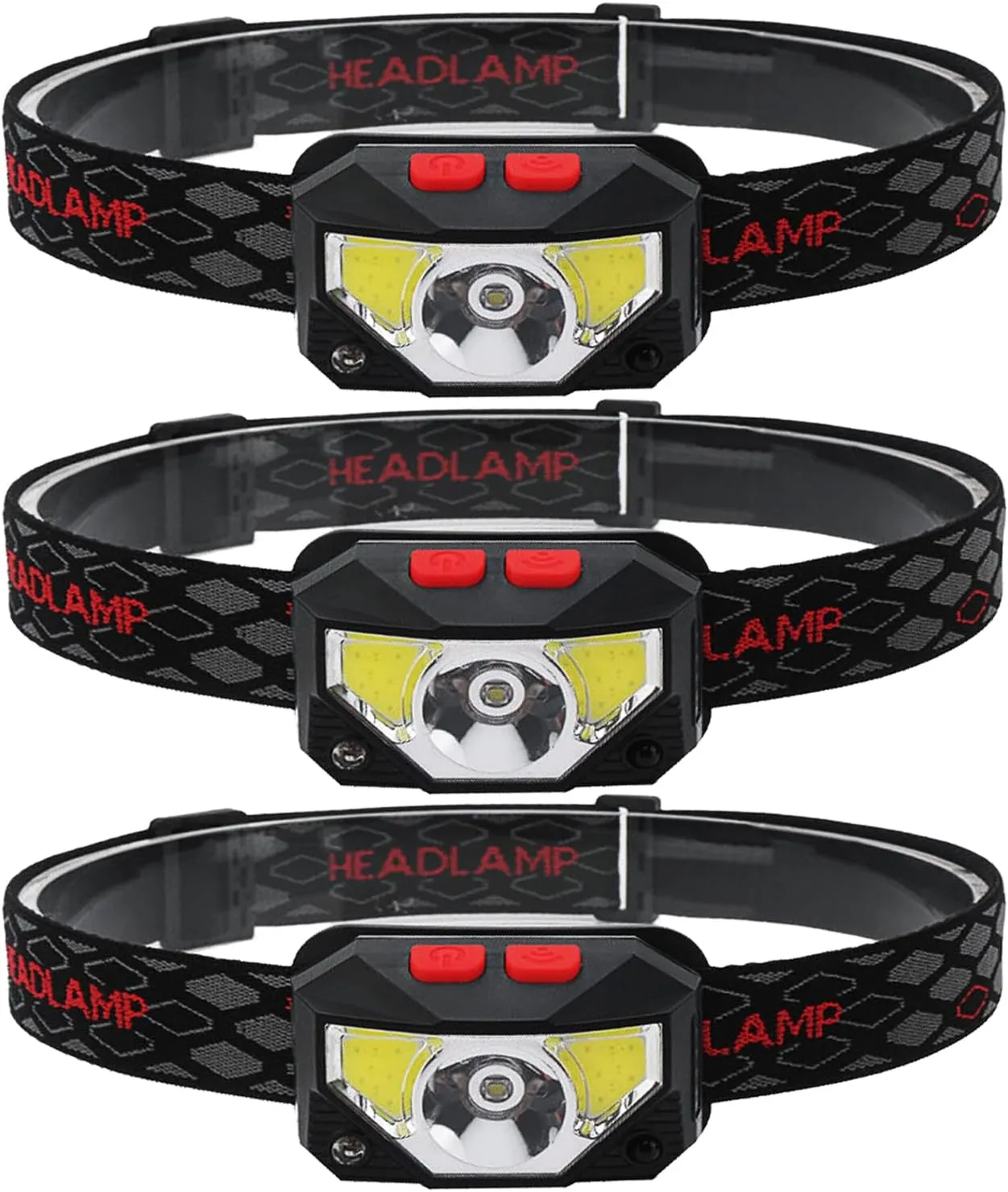 Pocketman Headlamp Rechargeable LED Head Lamp Flashlight with White Red Light, Motion Sensor Waterproof Headlight, 6 Modes Lights for Outdoor
