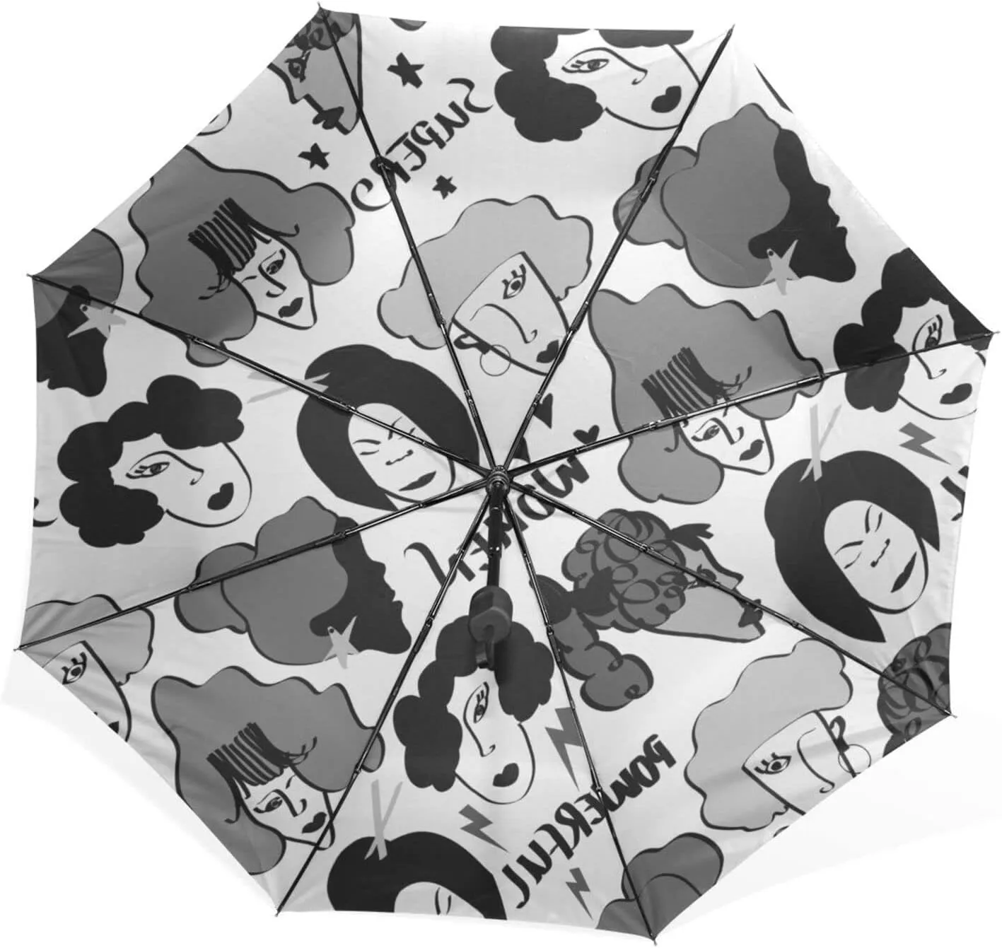 Poeticcity Rain Travel Umbrella, Hand Open Close Windproof Waterproof Folding Umbrella, Compact Canopy Strong Ray Parasol Umbrella