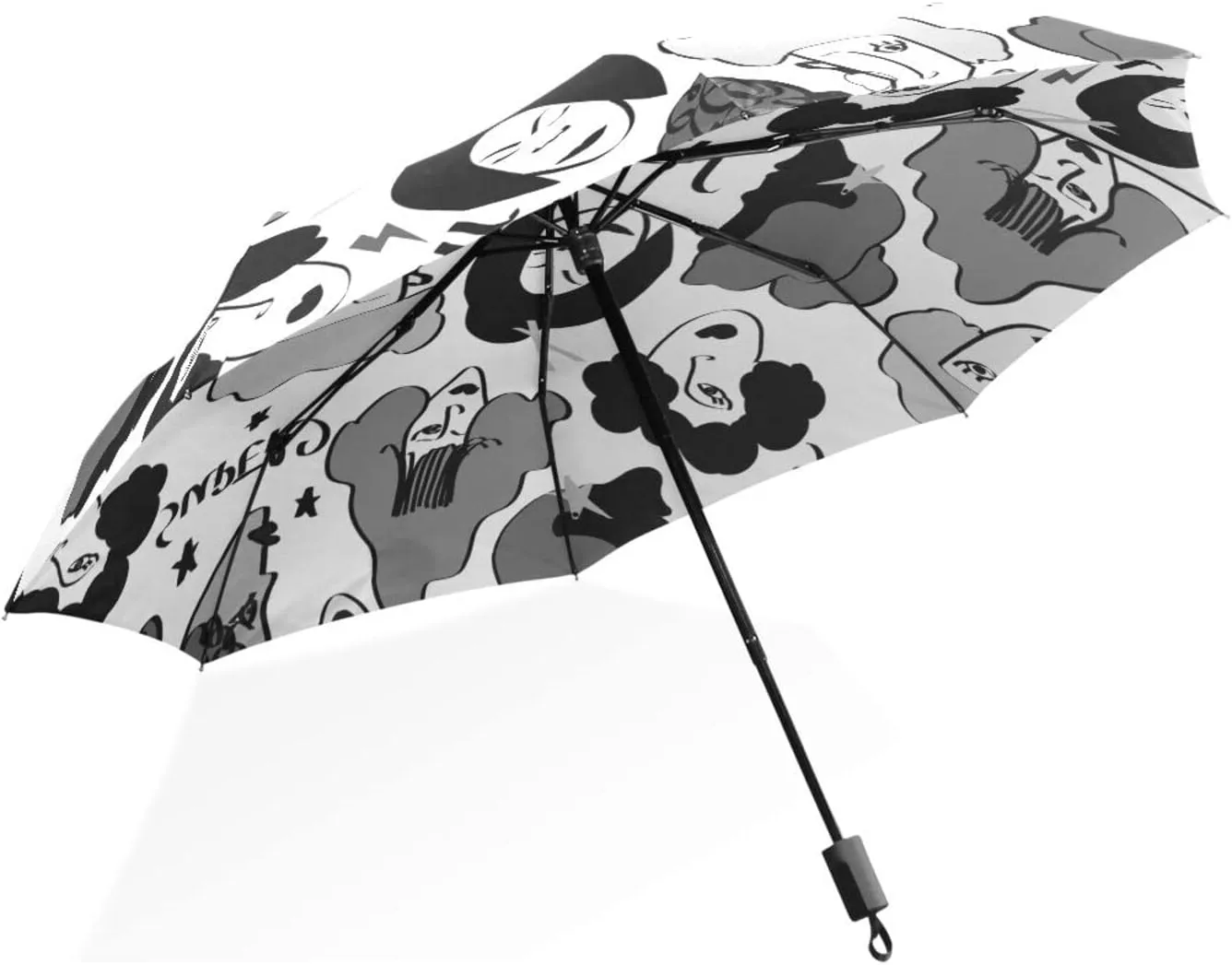 Poeticcity Rain Travel Umbrella, Hand Open Close Windproof Waterproof Folding Umbrella, Compact Canopy Strong Ray Parasol Umbrella