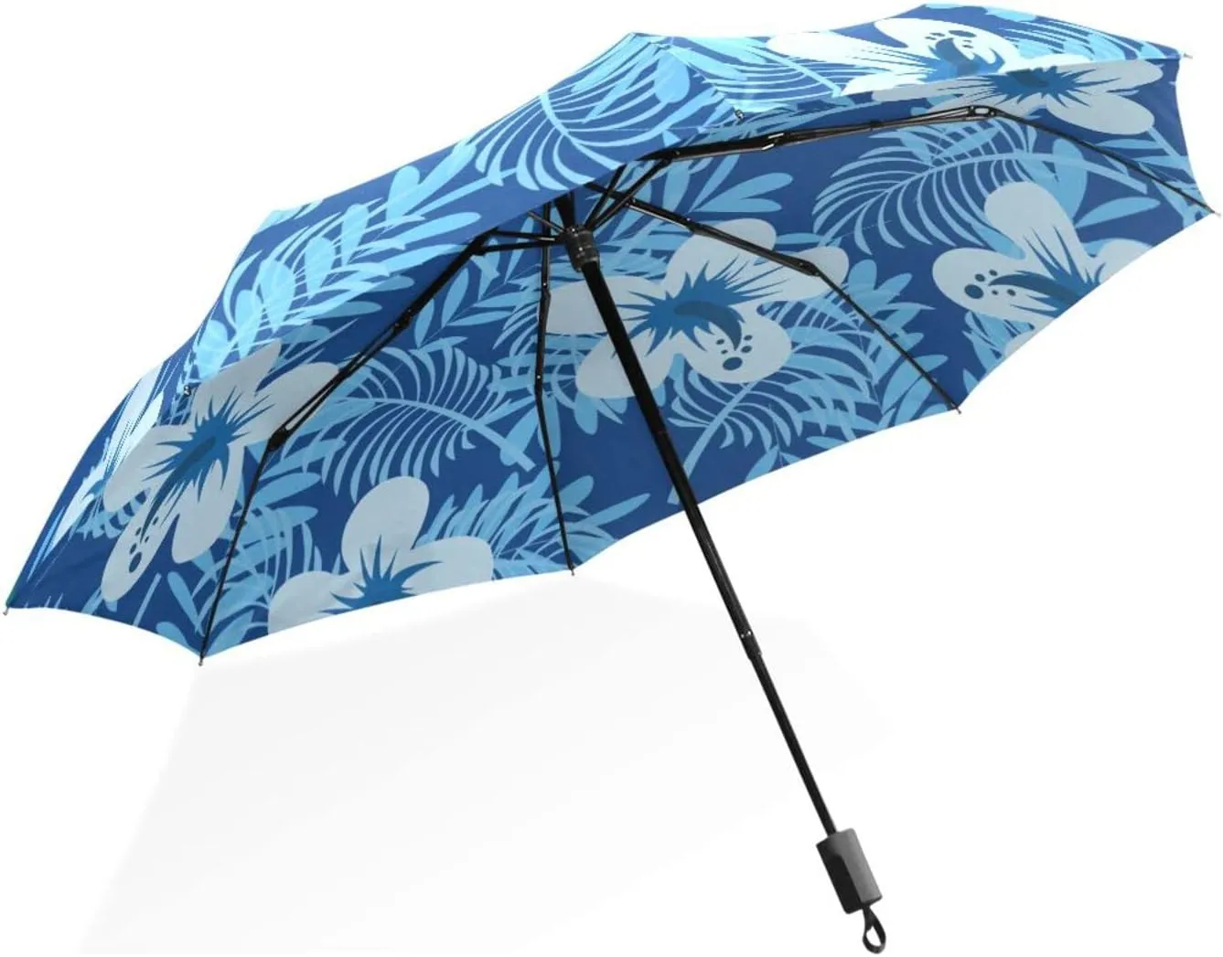 Poeticcity Rain Travel Umbrella, Hand Open Close Windproof Waterproof Folding Umbrella, Compact Canopy Strong Ray Parasol Umbrella