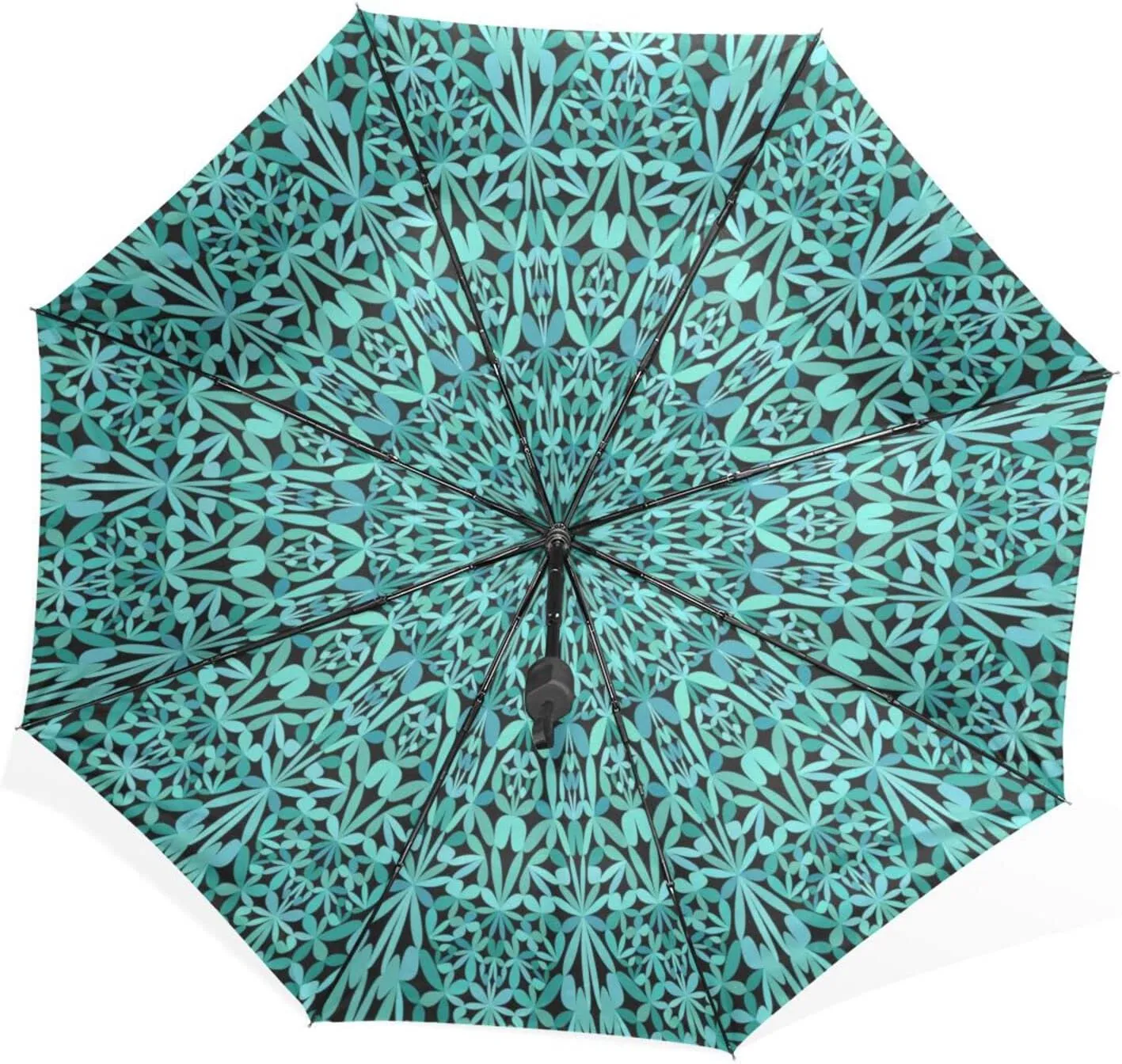 Poeticcity Rain Travel Umbrella, Hand Open Close Windproof Waterproof Folding Umbrella, Compact Canopy Strong Ray Parasol Umbrella