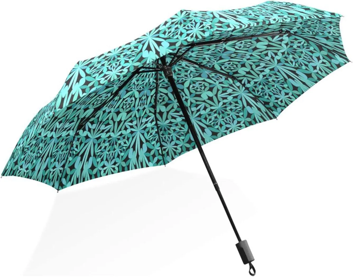 Poeticcity Rain Travel Umbrella, Hand Open Close Windproof Waterproof Folding Umbrella, Compact Canopy Strong Ray Parasol Umbrella