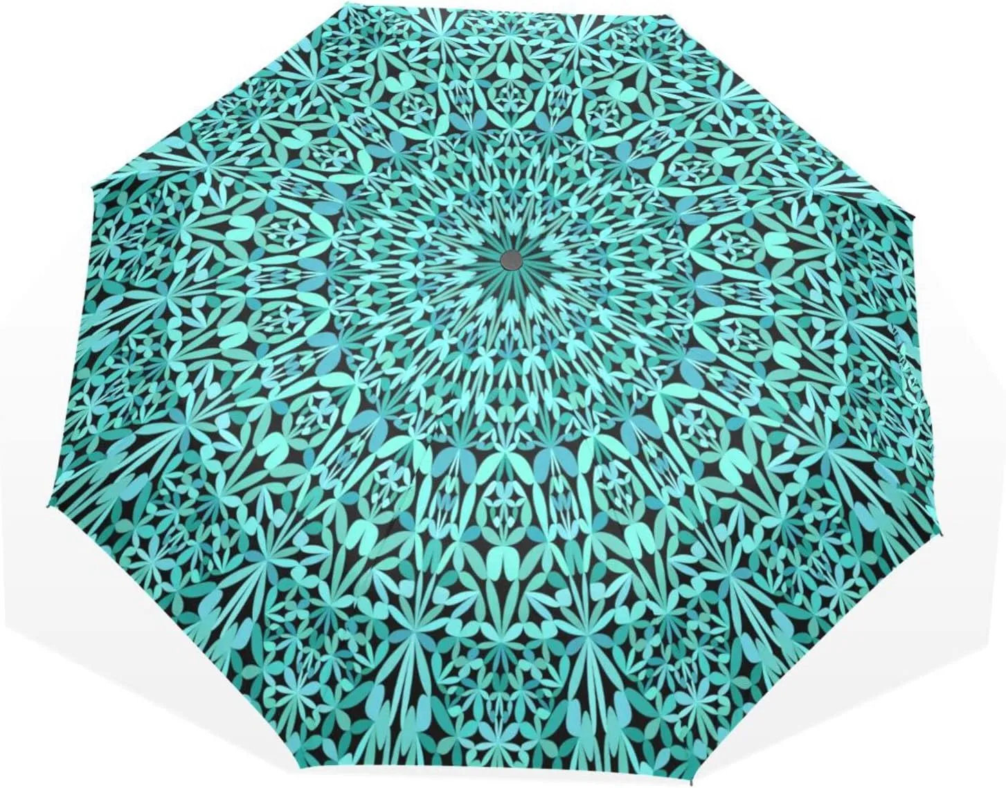 Poeticcity Rain Travel Umbrella, Hand Open Close Windproof Waterproof Folding Umbrella, Compact Canopy Strong Ray Parasol Umbrella