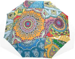 Poeticcity Rain Travel Umbrella, Hand Open Close Windproof Waterproof Folding Umbrella, Compact Canopy Strong Ray Parasol Umbrella
