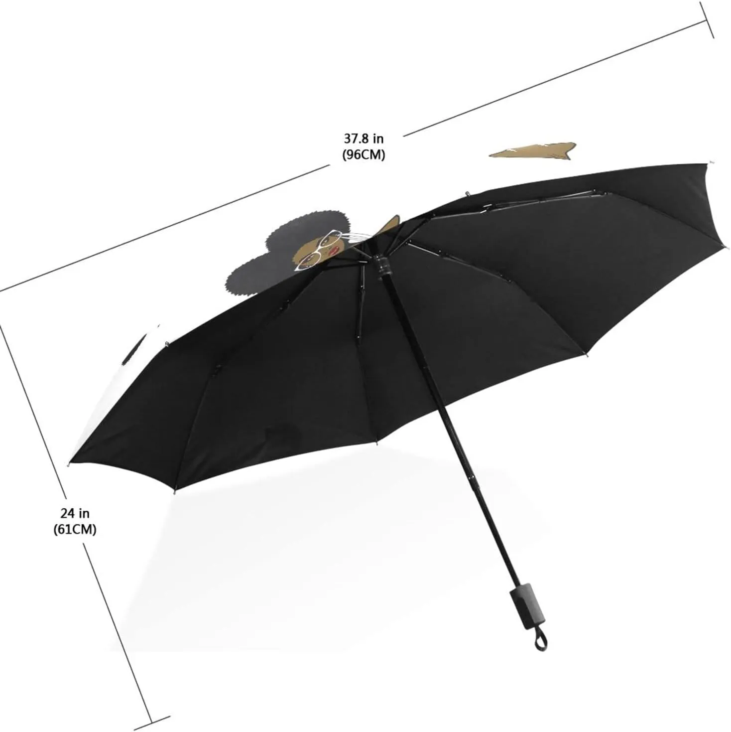 Poeticcity Travel Umbrella, Hand Open Close Windproof Waterproof Folding Umbrella, Black Tape Compact Canopy Strong Anti UV Ray Parasol