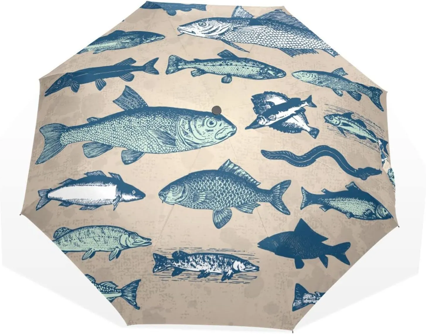 Poeticcity Travel Umbrella, Windproof Waterproof Folding Umbrella, Black Tape Compact Canopy Strong Anti UV Ray Parasol