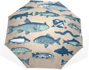 Poeticcity Travel Umbrella, Windproof Waterproof Folding Umbrella, Black Tape Compact Canopy Strong Anti UV Ray Parasol