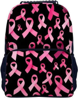 Polyester Daypack Backpack for Trekking Picnic Walking Cycling - Large Capacity Anti-Theft Multipurpose Shoulder Bag, Breast Cancer Awareness Ribbons Pink Casual Daypack