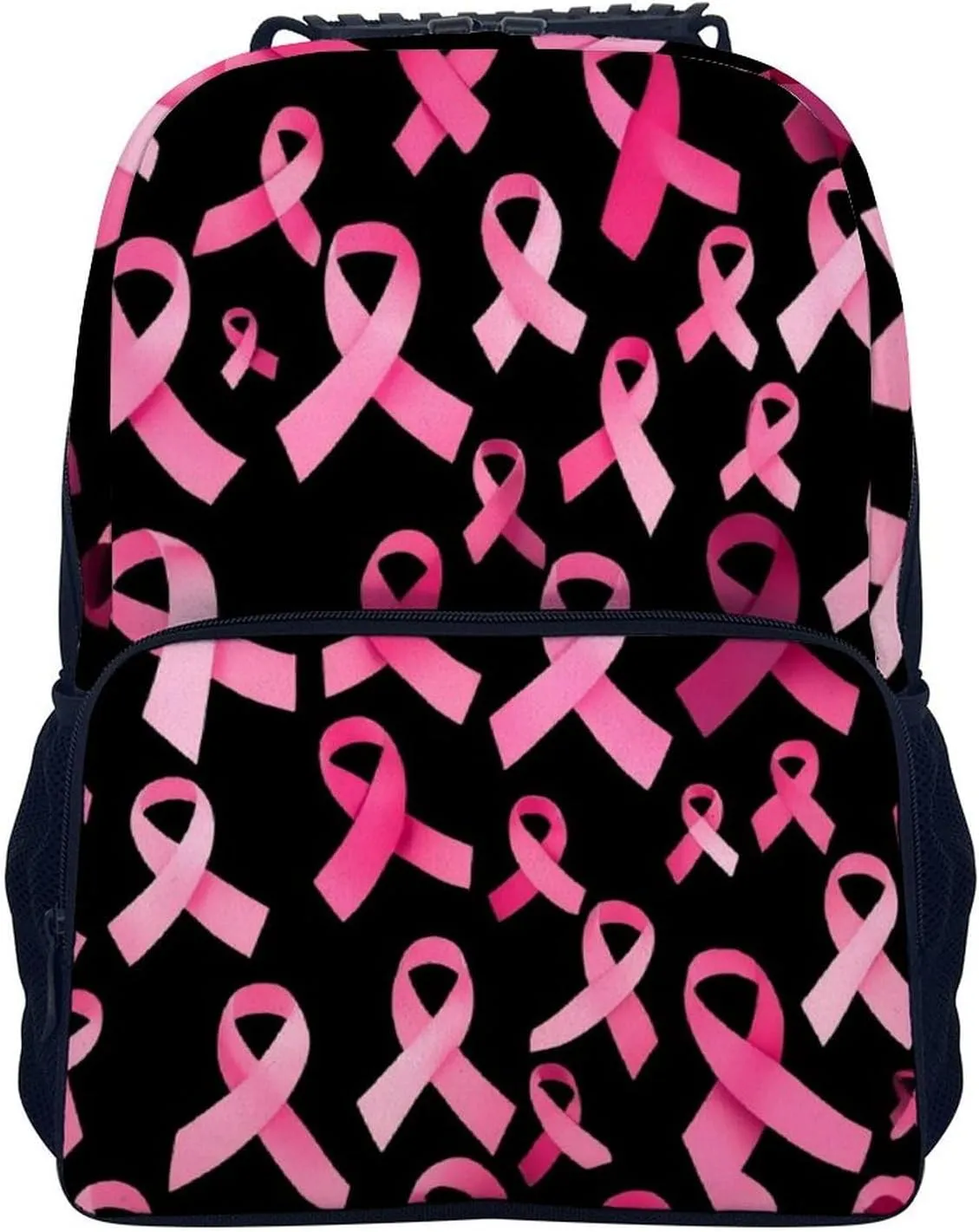 Polyester Daypack Backpack for Trekking Picnic Walking Cycling - Large Capacity Anti-Theft Multipurpose Shoulder Bag, Breast Cancer Awareness Ribbons Pink Casual Daypack