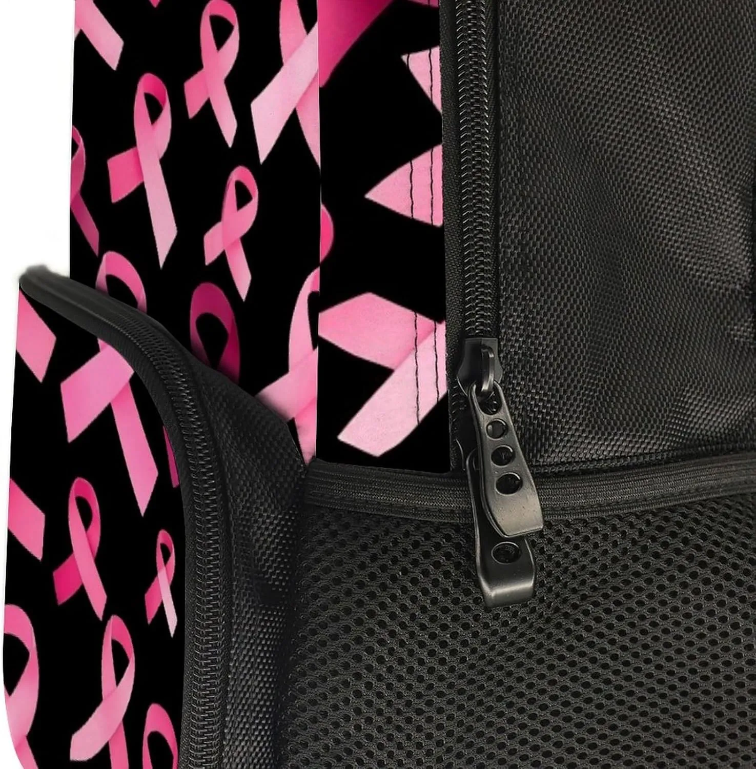 Polyester Daypack Backpack for Trekking Picnic Walking Cycling - Large Capacity Anti-Theft Multipurpose Shoulder Bag, Breast Cancer Awareness Ribbons Pink Casual Daypack