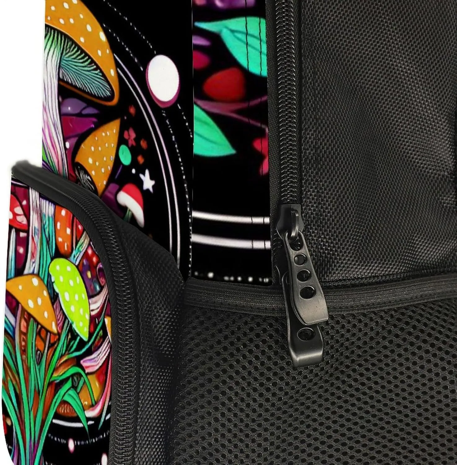 Polyester Daypack Backpack for Trekking Picnic Walking Cycling - Large Capacity Anti-Theft Multipurpose Shoulder Bag, Magic Mushrooms Trip Art Casual Daypack