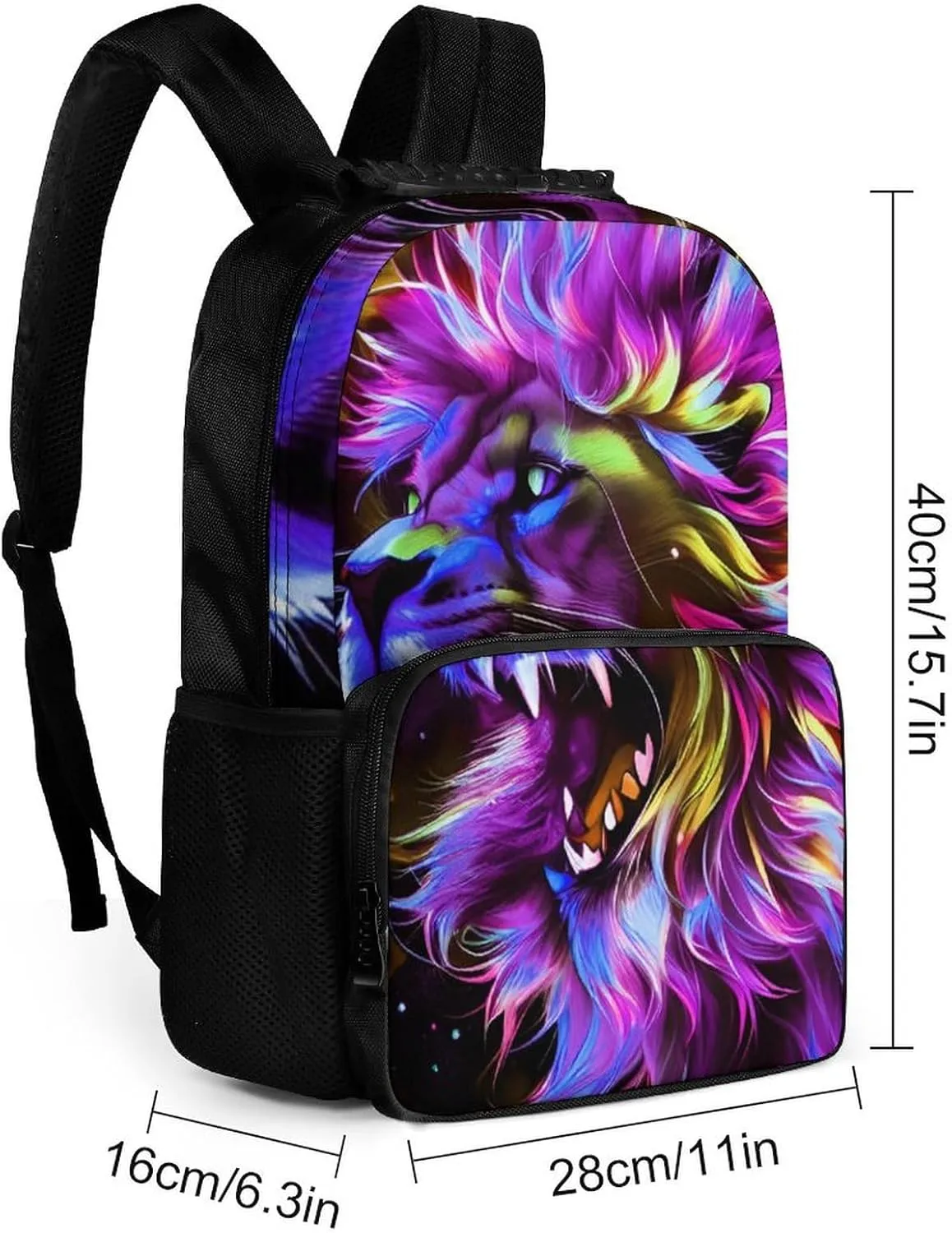 Polyester Daypack Bookbag for Gym Business Bicycle - Large Capacity Multipurpose Anti-Theft Carry On Bag, Lion Howling Art Travel Hiking Daypack