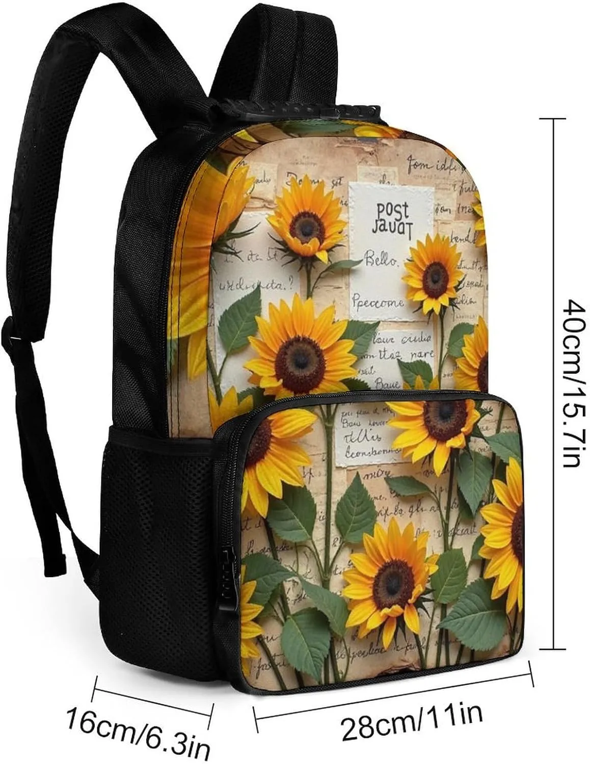 Polyester Daypack Bookbag for Gym Business Bicycle - Large Capacity Multipurpose Anti-Theft Carry On Bag, Sunflower Travel Hiking Daypack
