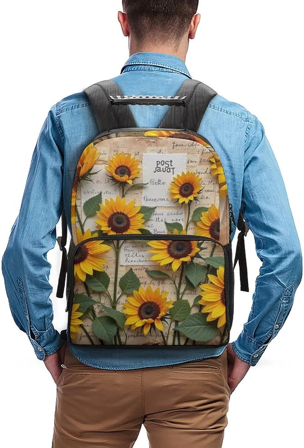 Polyester Daypack Bookbag for Gym Business Bicycle - Large Capacity Multipurpose Anti-Theft Carry On Bag, Sunflower Travel Hiking Daypack