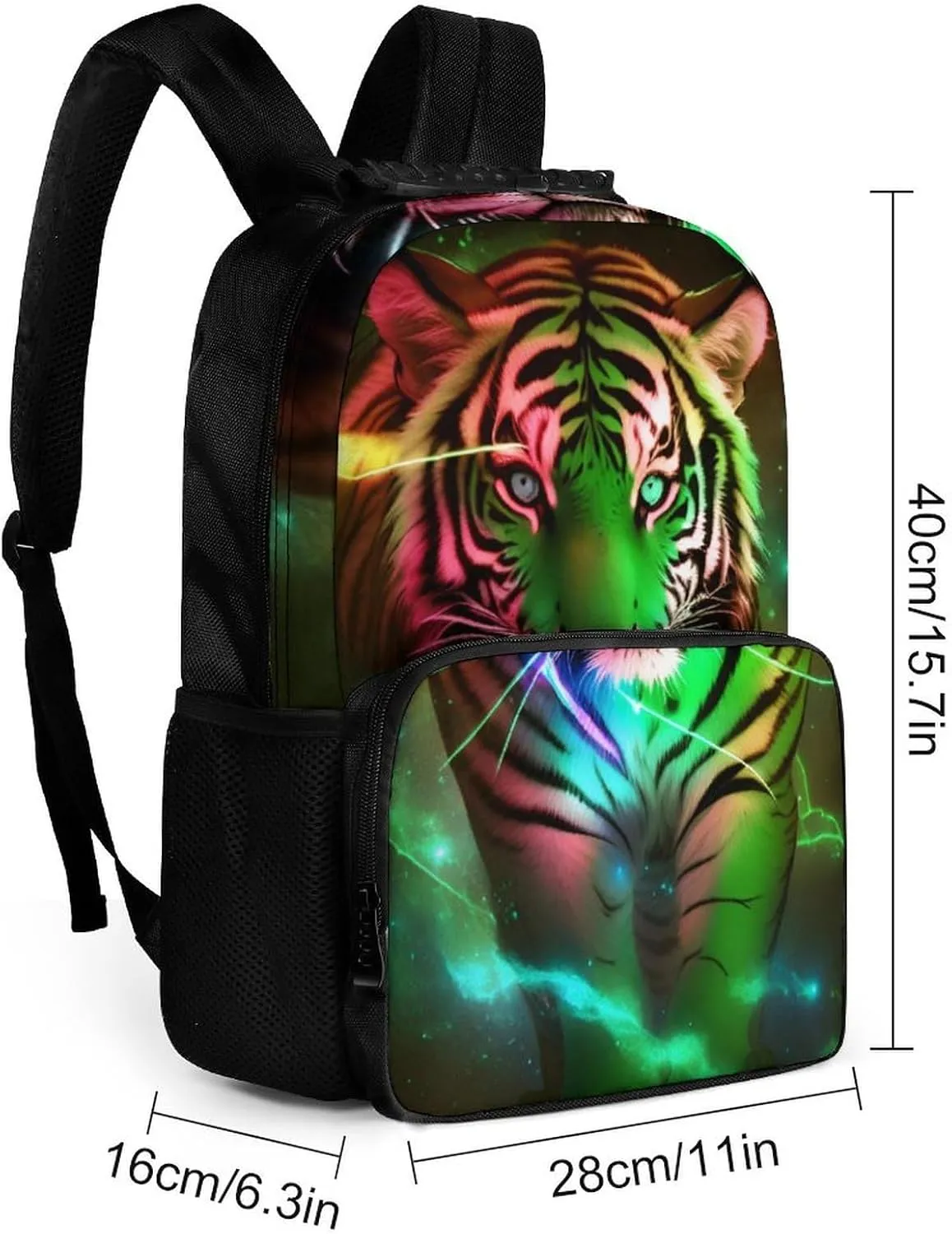 Polyester Daypack for Camping Travel Walking Cycling - Big Capacity Anti-Theft Multipurpose Bookbag, Beautiful Wild Animal Tiger Abstract Art Camping Outdoor Backpack