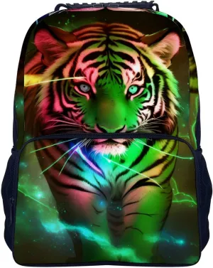 Polyester Daypack for Camping Travel Walking Cycling - Big Capacity Anti-Theft Multipurpose Bookbag, Beautiful Wild Animal Tiger Abstract Art Camping Outdoor Backpack