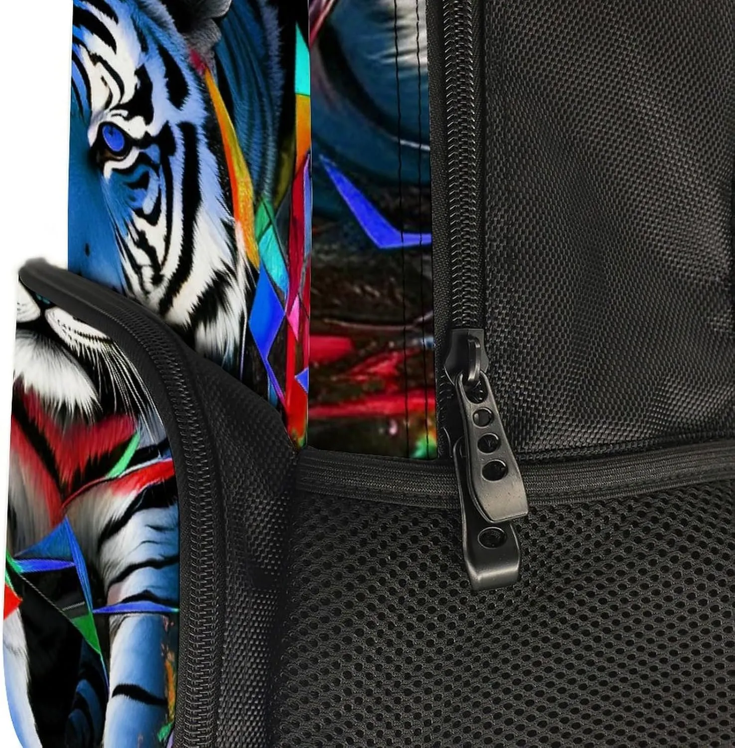 Polyester Daypack for Camping Travel Walking Cycling - Big Capacity Anti-Theft Multipurpose Bookbag, Trippy Tiger Animal Art Camping Outdoor Backpack