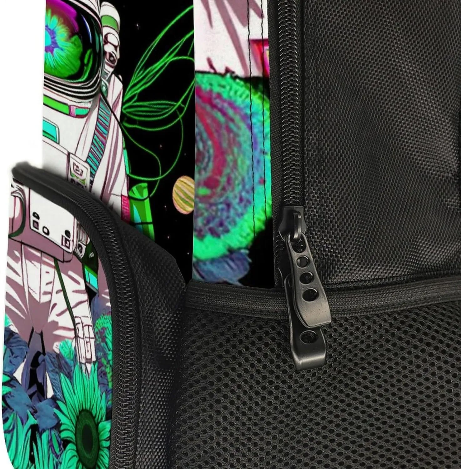 Polyester Daypack for Hiking Work Running - Big Capacity Anti-Theft Multipurpose Shoulder Bag, Psychedelic Space Astronaut Sunflower Snake Art Travel and Sport Backpack Rucksack