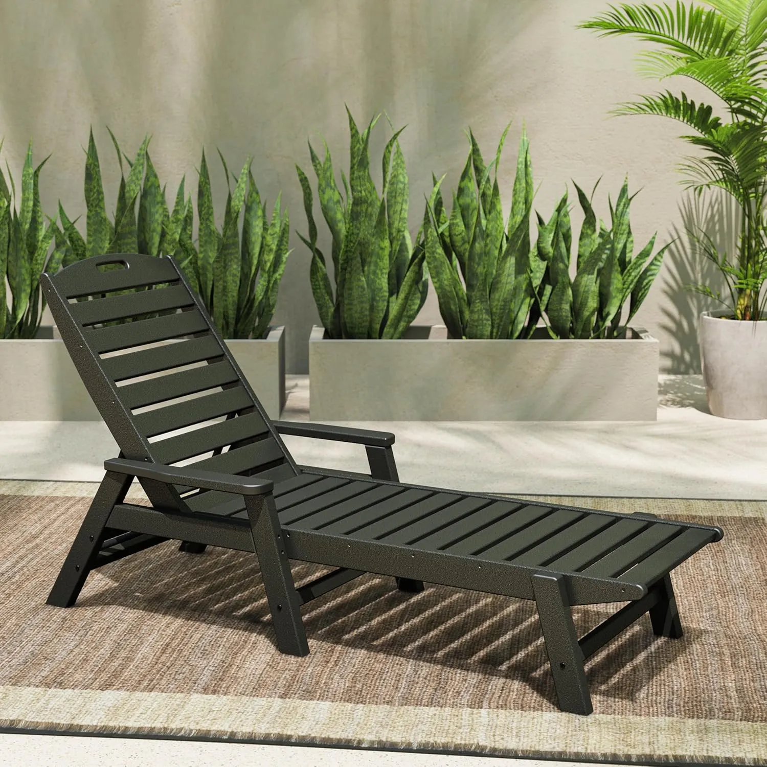 POLYWOOD Nautical Chaise, Black