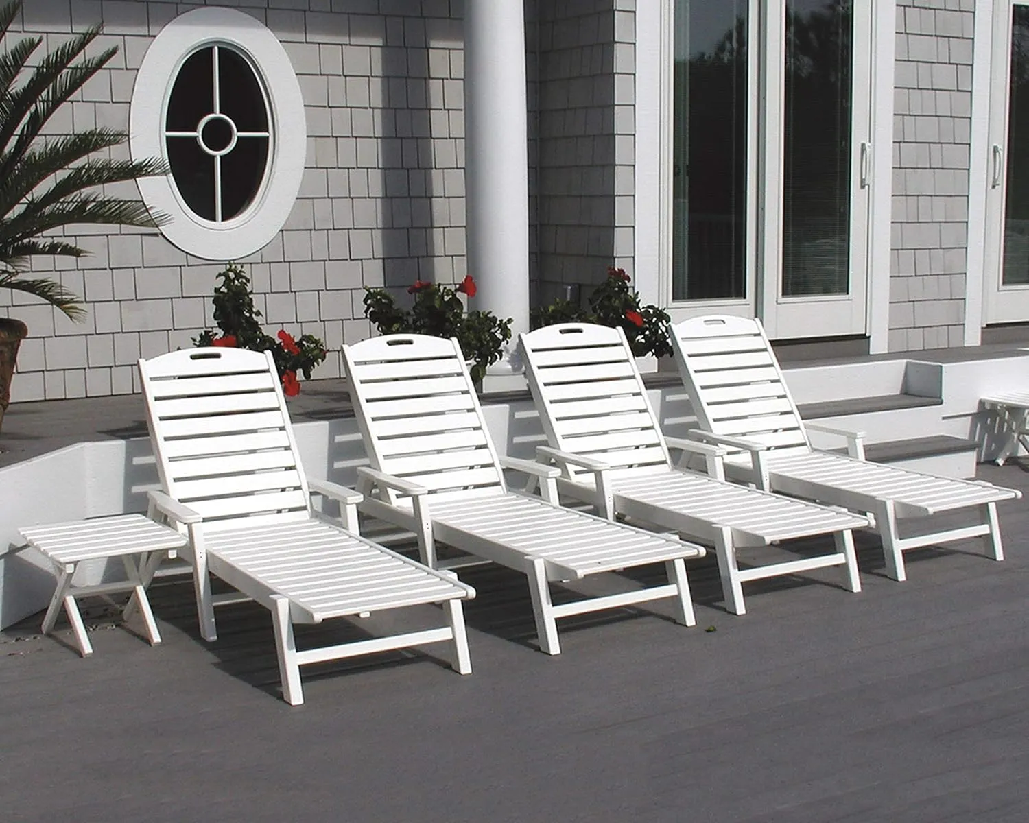 POLYWOOD NCC2280MA-P Nautical Arms Chaise, Mahogany