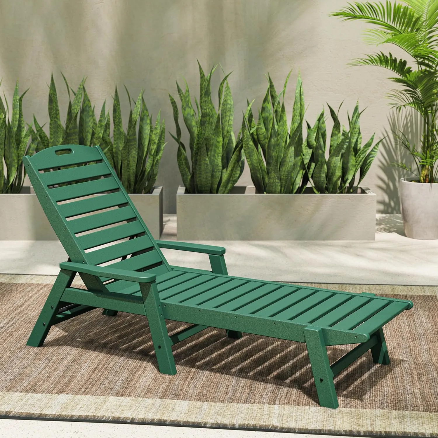 POLYWOOD NCC2280MA-P Nautical Arms Chaise, One Size, Green